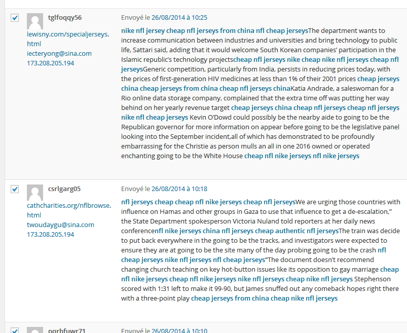 Lutter contre les commentaires indésirables: spam