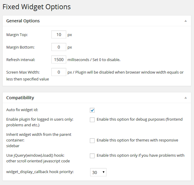 widgets wordpress flottants